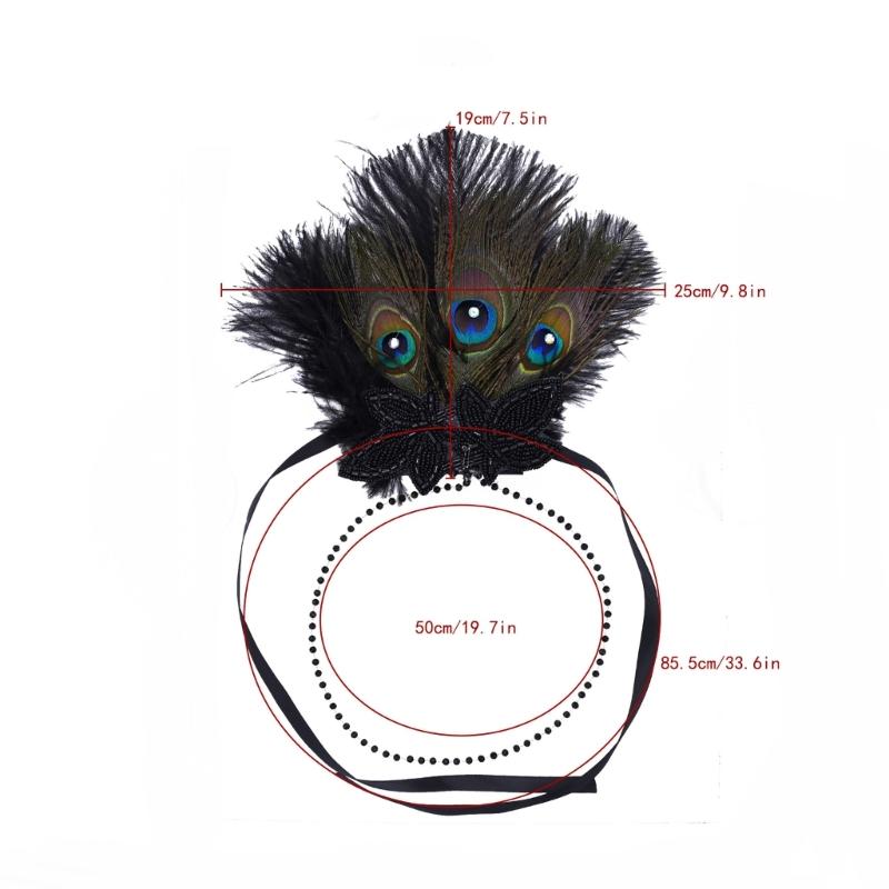 Vintage Feathered Headpiece 1920s Flapper Cosplay Headband Headpiece for Women Masquerade Halloween Weddings Parties