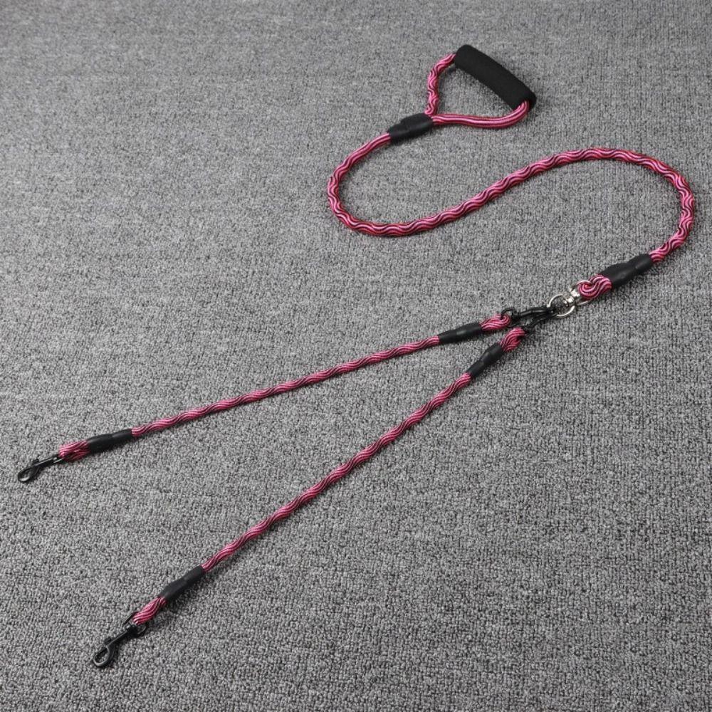 Lesă dublă pentru câini cu model ondulat, lesă pentru plimbări cu câini, lesă portabilă pentru animale de companie