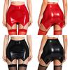 Minigonna Bodycon Lucida da Donna in PU con Clip per Reggicalze Integrate Vita Alta Gonna Elastica Effetto Bagnato