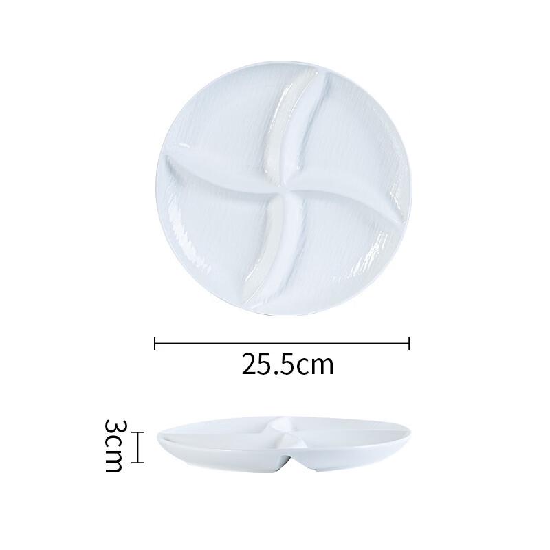 Cream Style 10-inch Ceramic Divided Dinner Plate