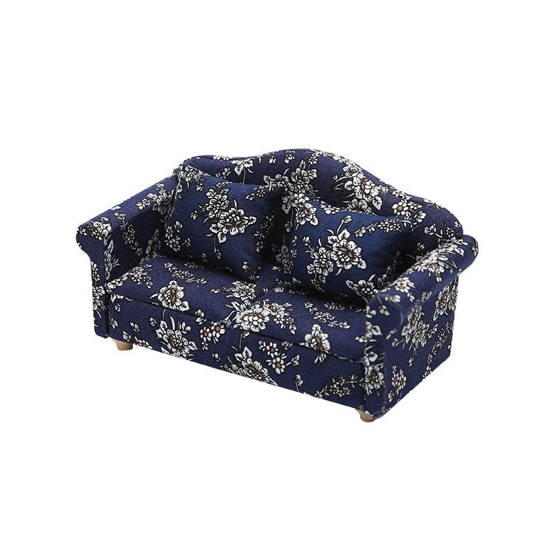1:12 Dollhouse Miniature Furniture Sofa With Pillow Fabric Sofa Model Doll House Decoration Accessories Kids Play Pretend Toys