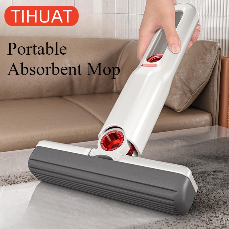 Powerful Mini Compressed Air Mop Foldable Home Mop with Sponge Self-Shrinking Mops for Cleaning Floor Table Window Car Cleaning Tools