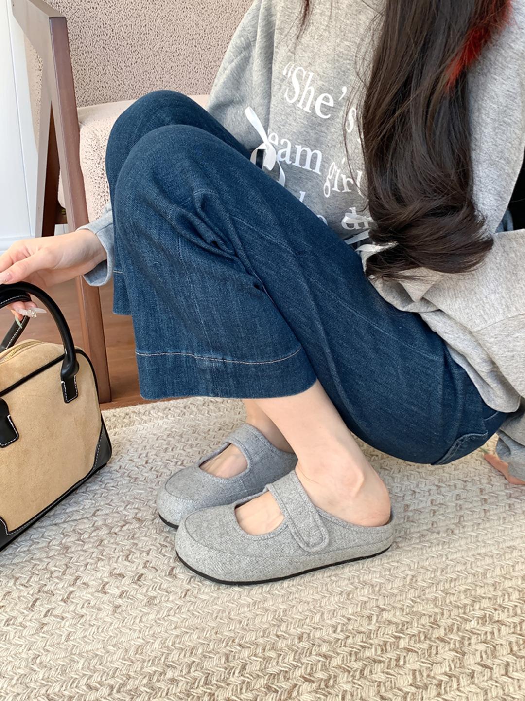 

Весенние новые полузакрытые туфли-лодочки женские корейская версия для улицы высококлассные туфли Мюли удобные на толстой подошве с увеличением роста Boken повседневные туфли 39 серый