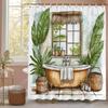 Flower Butterfly In the Bathtub Shower Curtain, Bathroom Decorative Shower Curtain, Waterproof Shower Curtain with Hooks