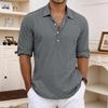 Linneskjortor för män Långärmad skjorta med knapp upptill Casual Summer Loose Fit Home Style-skjortor