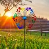 Iron Flower Windmill Toy Garden Spinner for Windmill Yard Garden Balcony Vertical Rainbow Windmill Spinner