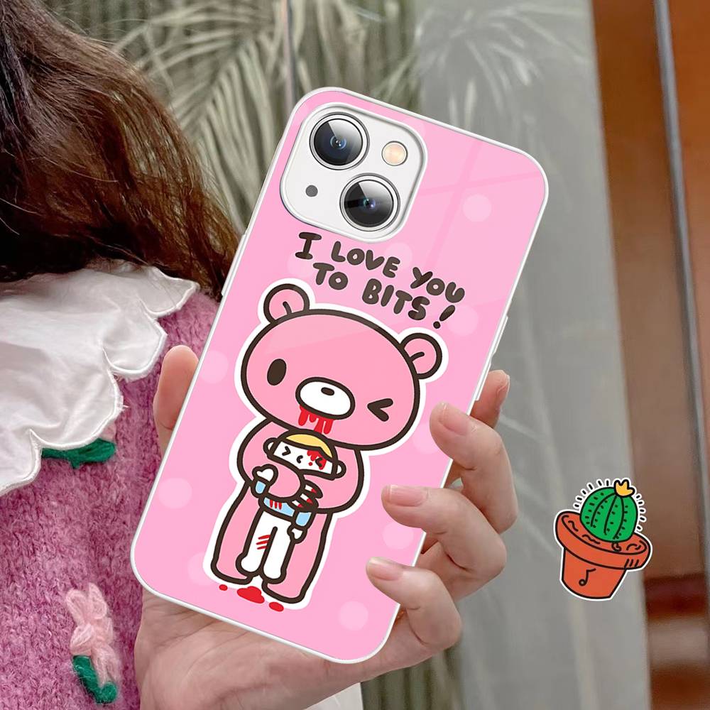 Cute G-Gloomy B-Bear For IPhone 14 13 12 Mini 11 Pro XS Max X XR 14 Plus Tempered Glass Cover