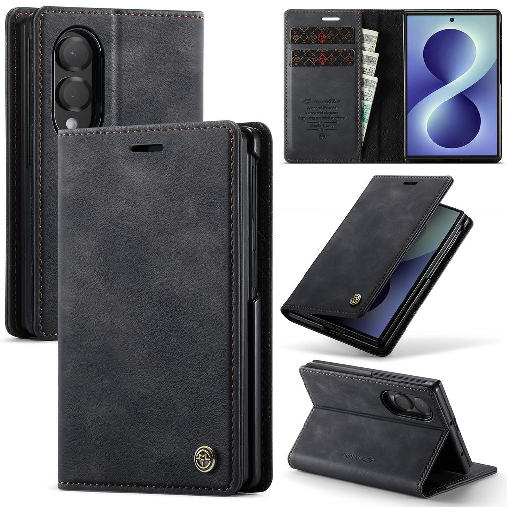 Luxury Vintage Style Flip Cards Solt Wallet Leather for Samsung Galaxy Z Fold8 Fold 8 Wide Book Stand Shockproof Slim Fit Cover