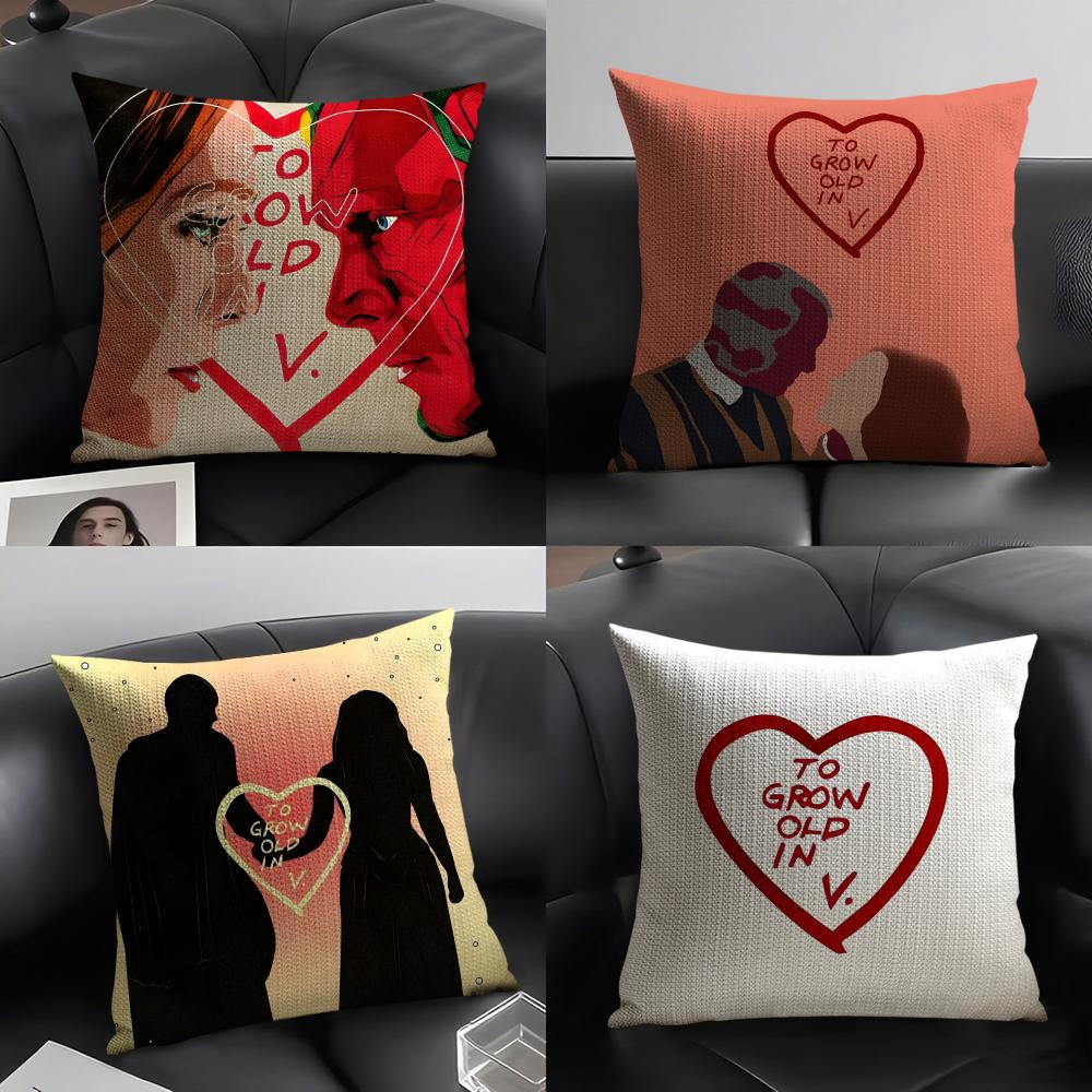 To Grow Old In WandaVision Cushion Cover Natural Linen Organic Fabric DoubleSided Printing Sofa Home Decor Gift Pillow Case
