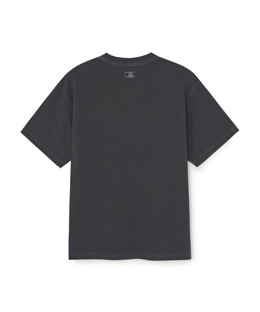 Emelbi Vintage Washed Graphic Short Sleeve T-Shirt Bos (D.Charcoal Grey)