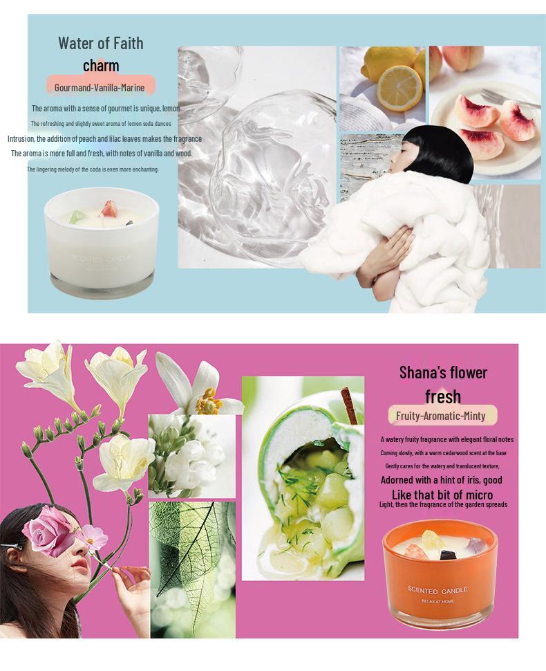 Colored Crystal Stone Aromatherapy Candles - Soy Wax Scented