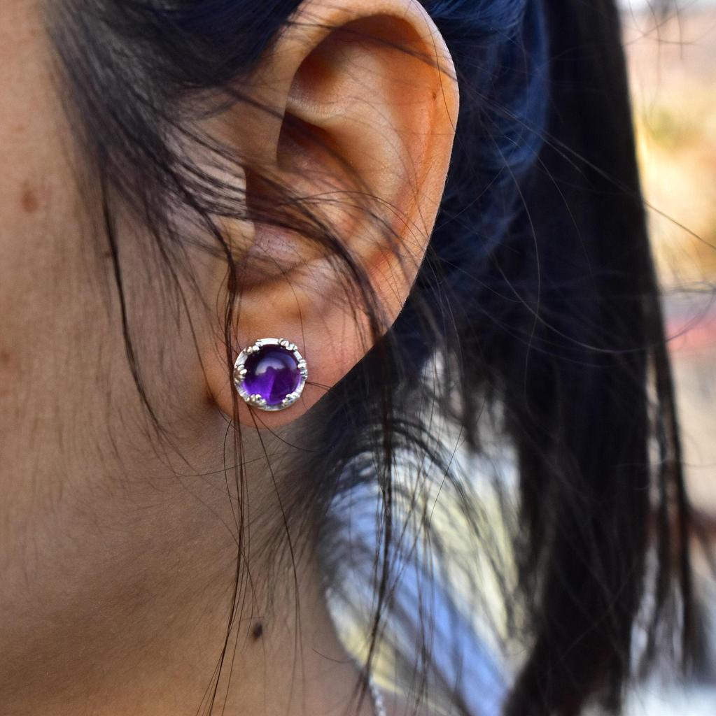 Natural African amethyst stud , Amethyst Studs Amethyst Earrings Birthstone Earrings , Amethyst stud earrings , cute earrings , gift for her