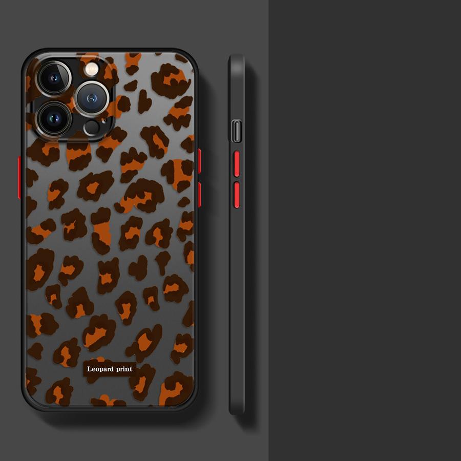 Leopard Print Phone Case for iPhone 16 11Pro 13 Mini 7 8 Plus XS Max SE XR 14 Pro 15Pro 12 Matte Cover