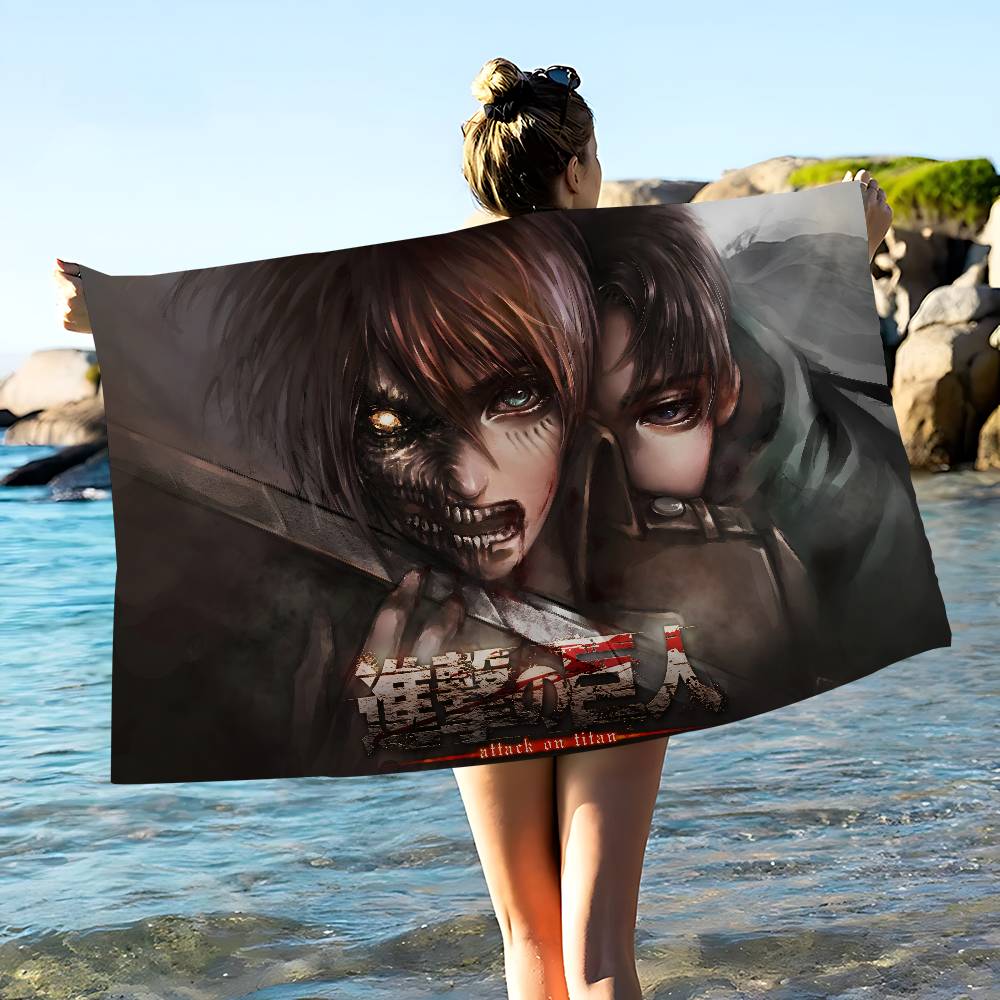 Anime A-Attack On Titan Small Microfiber Blanket Quick Drying Beach Towels Oversized Printing Super Absorbent Pool Towel Blanket