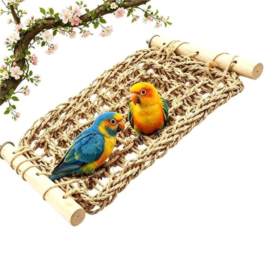 Breathable Bird Climbing Rope Ladder Hand Woven Foraging Mat Toy Macaws Finches Parakeet Budgie