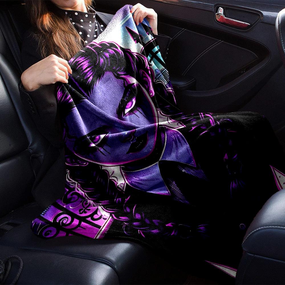 1pc Gothic, Wednesday Digital Printed Flannel Blanket, Super Soft Plush  Bed Cover, Multipurpose Quilt for Sofa, Bed, Office,02