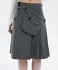 Hanahi Pocket Belt Half Pleated Skirt Gray