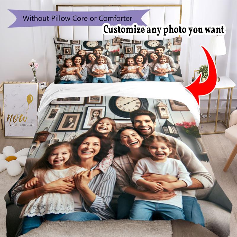 Customize Photos Customize Your Photo Bedding Set Breathable Duvet Cover with Pillowcases Home Decoration Birthday Gift