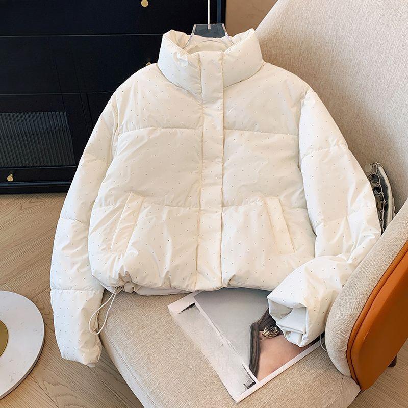 Daunenwattierte Kleidung Damen Winter Neu Kurz Freizeit Locker Stehkragen Wattierte Jacke