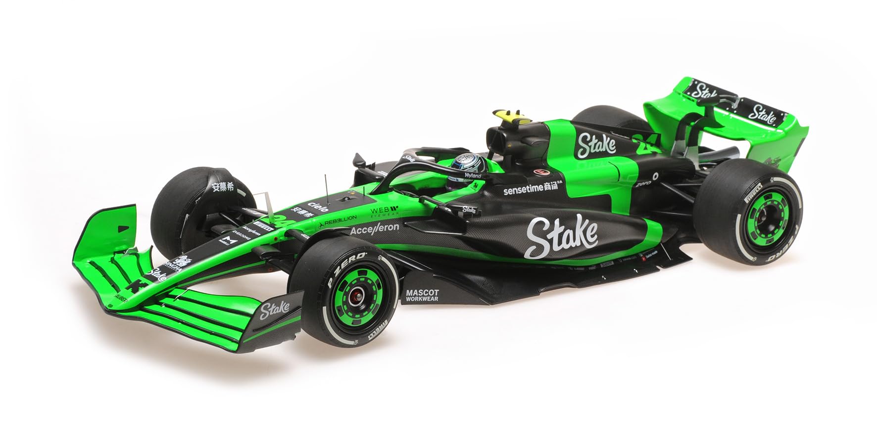 

Minichamps 117240124 Stake F1 Team Kick Sauber C44 Zhou Guanyu San Marino GP 2024 года, миниатюрная коллекционная машина в масштабе 1/18 -
