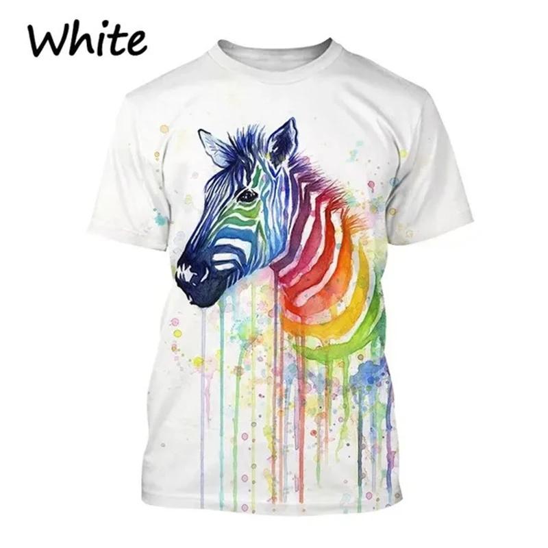 Zebra Pattern T Shirt Men's Cute Animals 3D Printed T-Shirts Summer Fashion Kids Women Casual Cool O Neck Loose Tees Tops