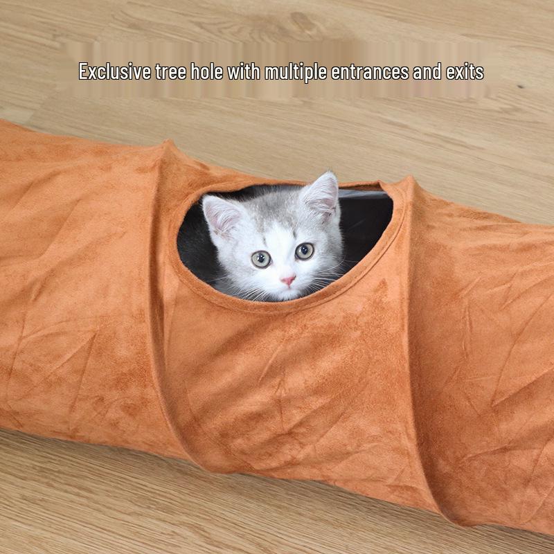 Foldable Double-Layer Cat Tunnel Toy – Suede, Easy Storage, Self-Amusement Pet Supplies