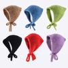 New Simple French Headscarf Women's Autumn and Winter Warm Plush Knitted Triangle Scarf Sweet and Cute Lace-up Cover Headband