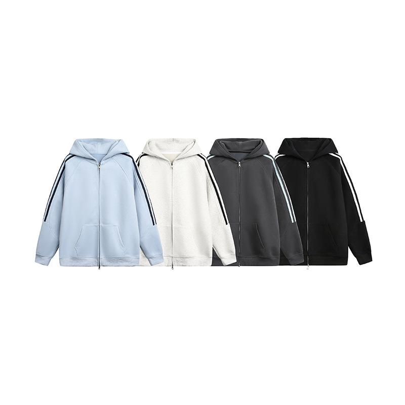 Women's Spring-Autumn Sweatshirt Jacket Trendy Striped Basic Hooded Cardigan