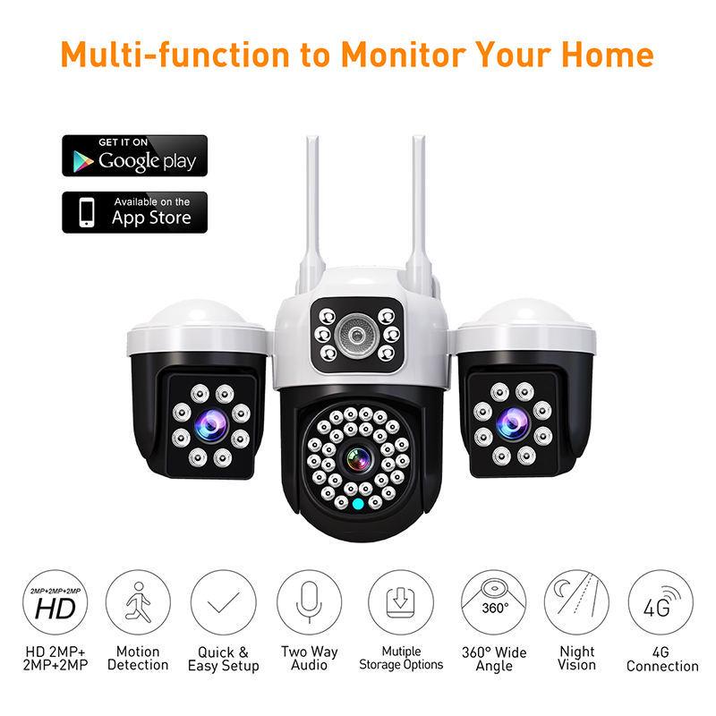V380 Pro Triple-Eye Wireless Camera: Three-Screen, Three-Lens Intercom Surveillance System
