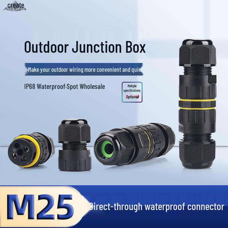M25 Waterproof LED Lighting Connector, Outdoor Screw Lock Wire, IP68 Rated.