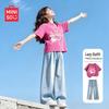 Girls' 2026 Summer Cotton Top & Denim Shorts Set