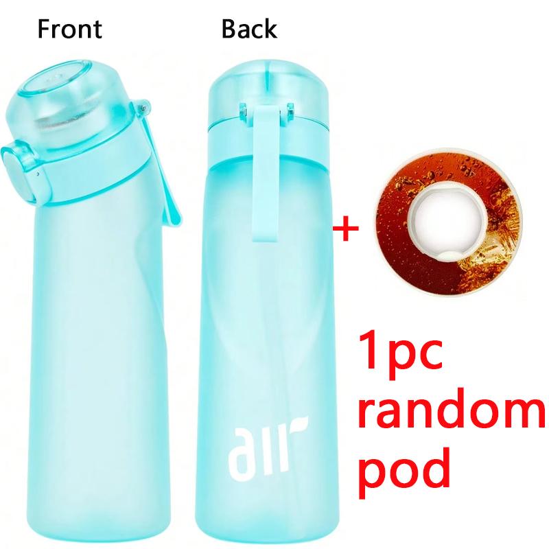 

1pc Air Water Bottle With 1pc Random Round Shape Flavor Pod Sports Straw Plastic Cup Leak Proof Outdoor Travel Sports Bottles 0.8L