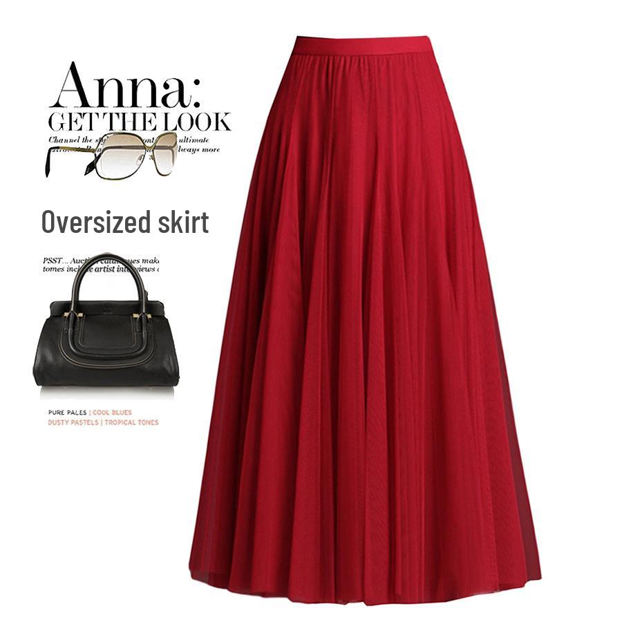 Elegantní vysoce kvalitní dlouhá rozšiřující se sukně s vysokým pasem - 2023 Všestranná síťovaná vílí sukně slim fit