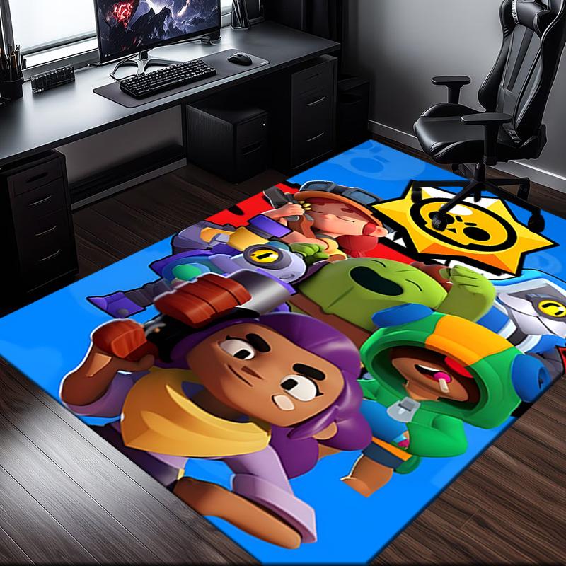 1PC Brawl Stars Rug for Livingroom,Bedroom, Palyroom, Chair Rug, Area Rug, Game Carpet, Large Size Rug Fan Christmas Gift