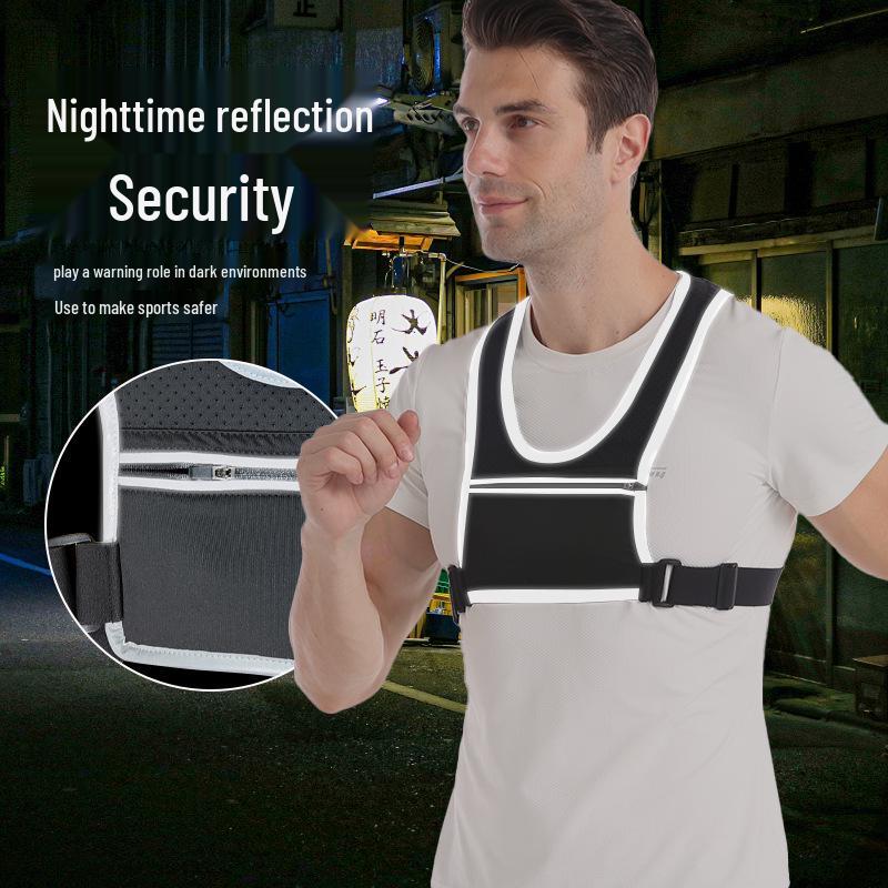 Unisex Reflective Running & Cycling Chest Vest with Water Bottle Holder