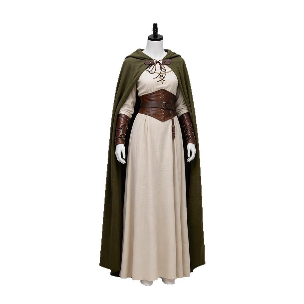 Pelerină Medievală din In Halloween Vrăjitor Hobbit Mag Elfic Pelerină Cosplay Renascentist Robă Lungă
