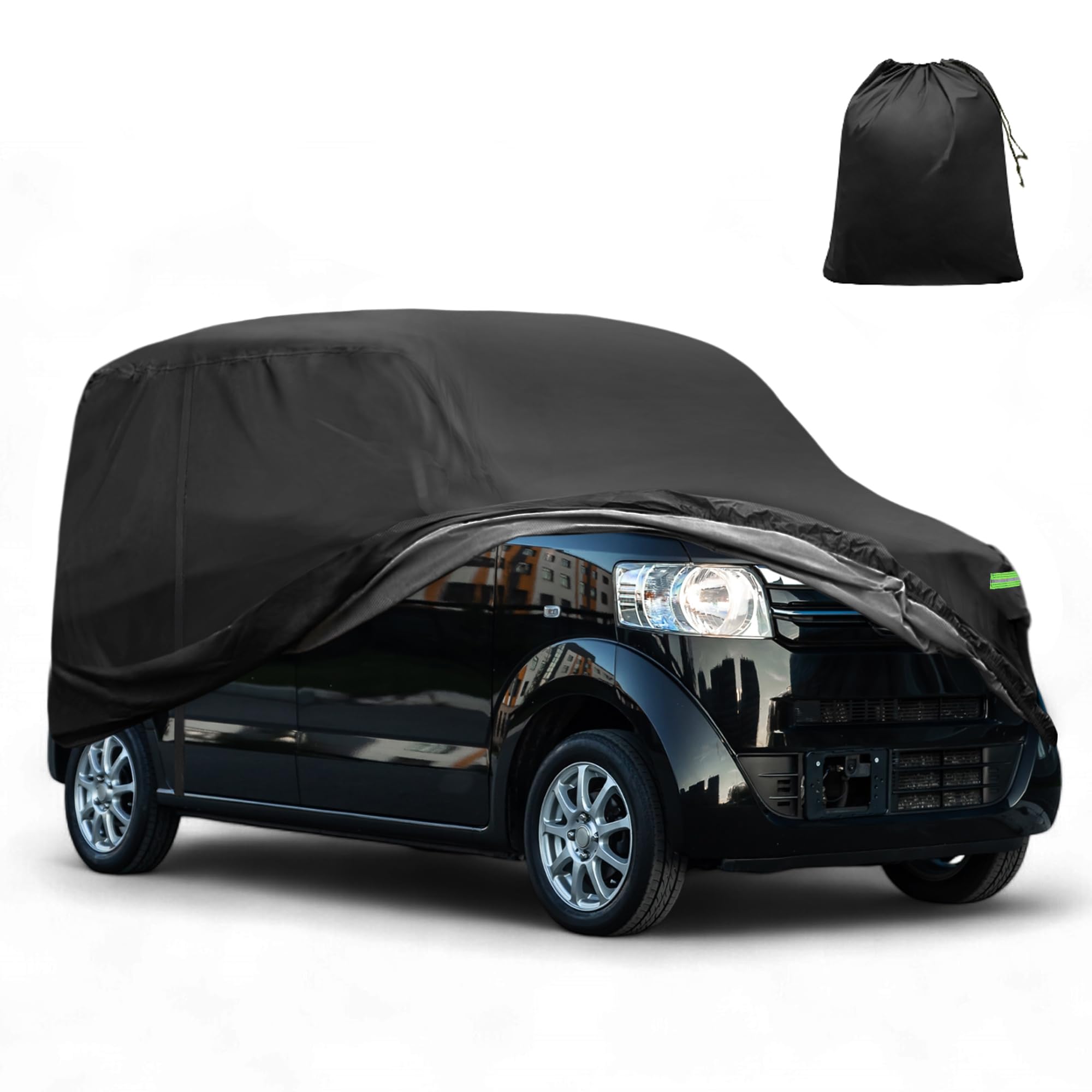 

X AUTOHAUX 380x148x143см Чехол для кей-кара для Suzuki Flair Защита от жары, града и песка для кузова автомобиля Желтый Сумка для хранения сбоку Ветрозащитный Легкий Безопасность в ночное время чёрный
