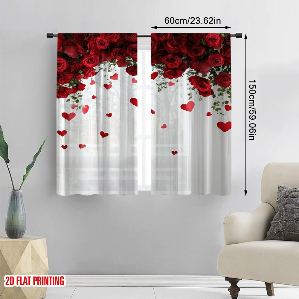 2pcs,2D plane printing Light Filtering Curtains Romantic Canopy 100% Polyester (without rod) Festive for Bedroom Living Room