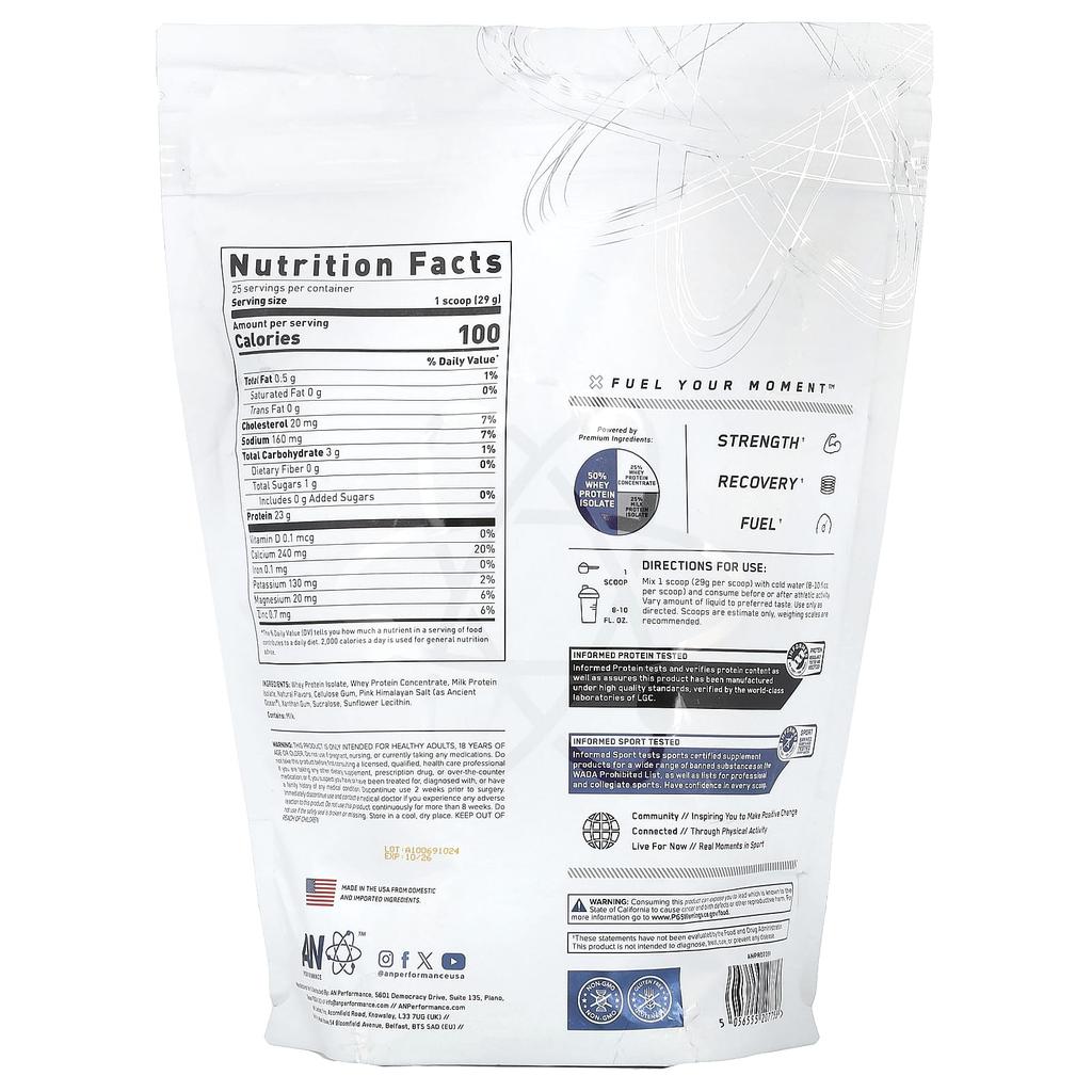 Athletic Performance, Hybrid Protein, Vanilla, 725G (1.6Lb)