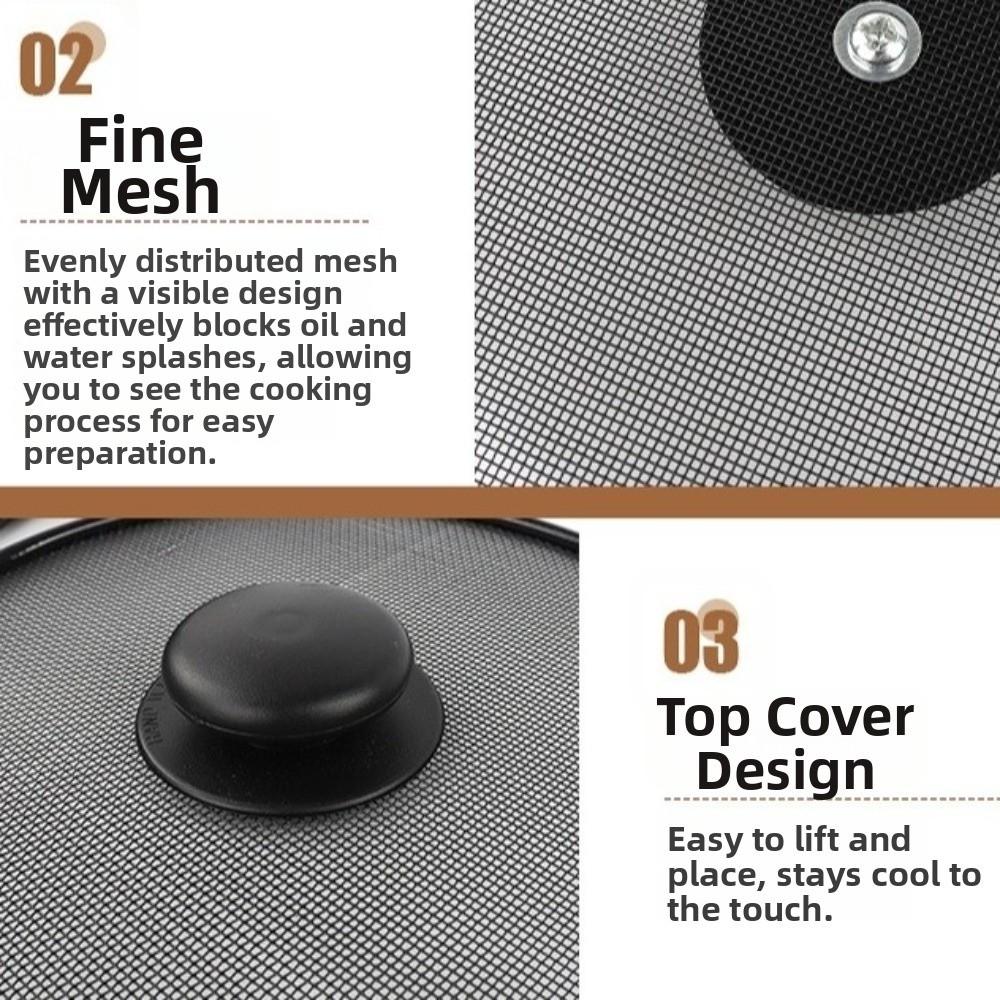 Fine Mesh Splatter Screen Anti-Splash Anti Grease Lid Practical Splash Guard Cover  Frying Pan Use