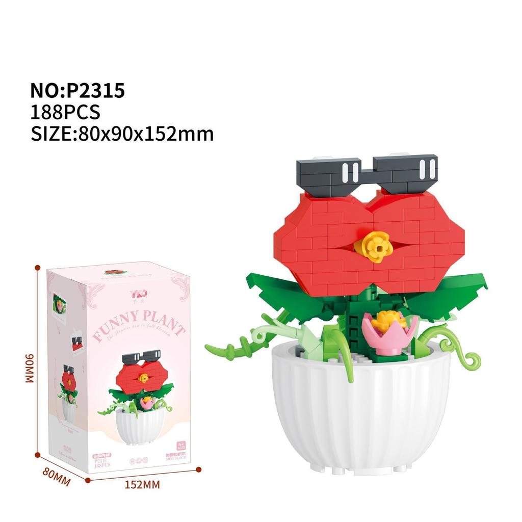 Kytice z květin Bonsai Stavebnice Umělý Plast Rostlinný Prachový Kryt Mikromodel Domácí Dekorace Hračka Pro dítě Dárek k narozeninám