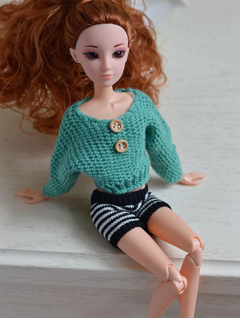 Green Causal Clothes For Barbie Doll House Knitted Sweater Top  For 1/6 BJD Doll Your Choice Kids DIY Dollhouse Toy For Children Collection