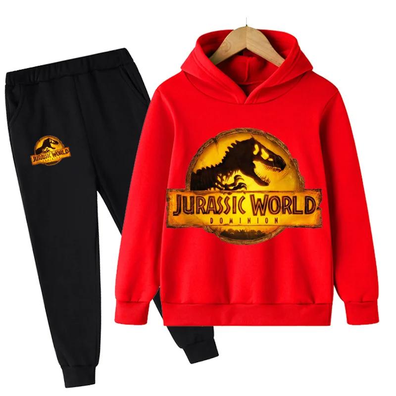 Jurassic World  Fashion Pullovers Clothes Children Dinosaur Hoodies Pants Set Boys Girls Dominion Sweatshirts Hooded Suit