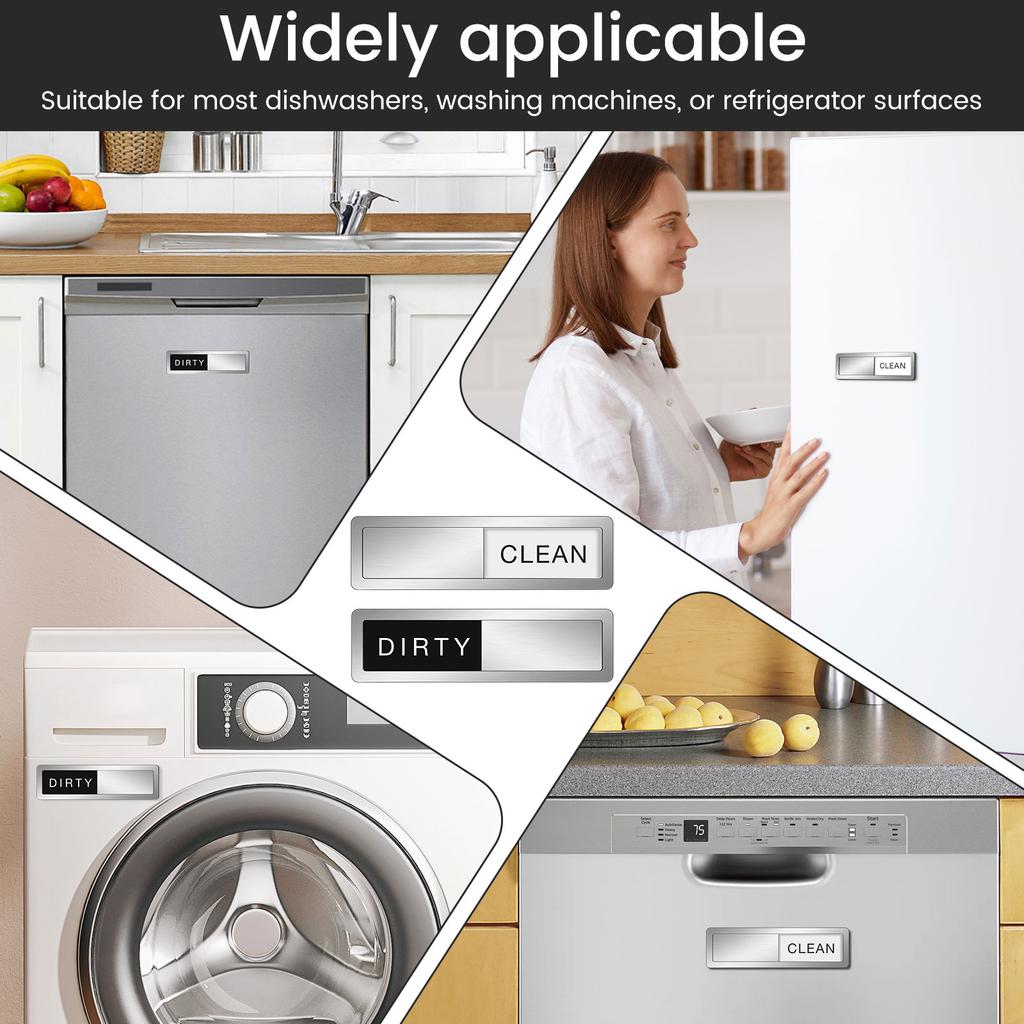 2 Pcs Dishwasher Magnet Clean Dirty Sign Acrylic Magnet Clean Dirty Signboard Dishwasher Label Notice for Home Hotel and Kitchen