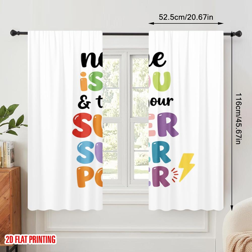 2pcs 2D Flat Printing Drapes No One Is You Superpower Polyester Fabric Without Electricity 0 Perfect for Holiday Parties Home
