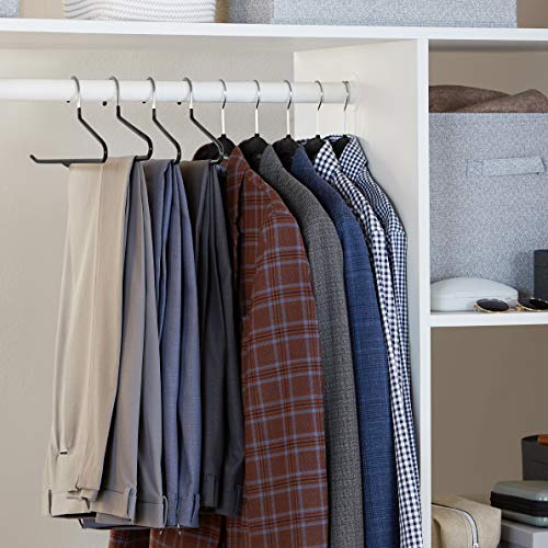 Amazon Basic Trouser Hangers with Rubber Non-Slip Backing, Black/Silver, Pack of 30