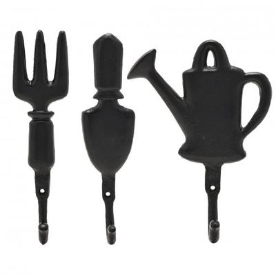 Conjunto de 3 Ganchos de Parede de Ferro Fundido Country Living - Ferramentas de Jardim