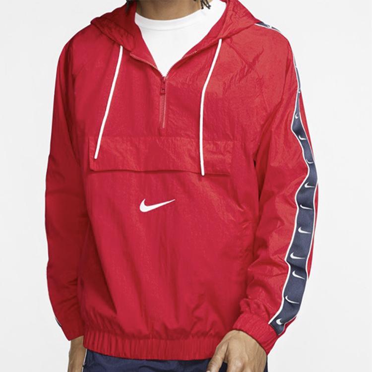 Nike NSW Big Swoosh Half-Zip Hooded Jacket Men Outerwear Red CD0420-657