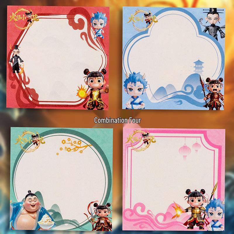 Nezha Perforated Sticky Notes: Cute Notepad for Elementary Students