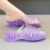 Fashion New Low Heel Wedged Sandal Female Jelly Shoes Women's Summer Slides  Outdoor Transparent Slipper Woman Non Slip Clear Sandals